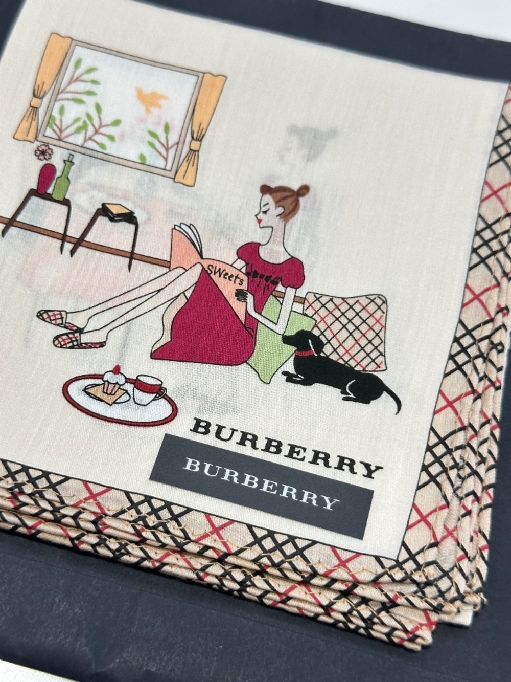 NWT New Burberry Plaid and Woman Scarf Handkerchief Made in Japan